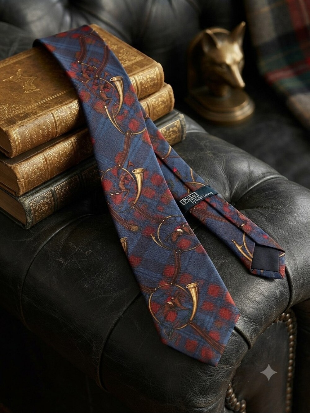 Classic Blue Plaid Men's Tie with Red Accents